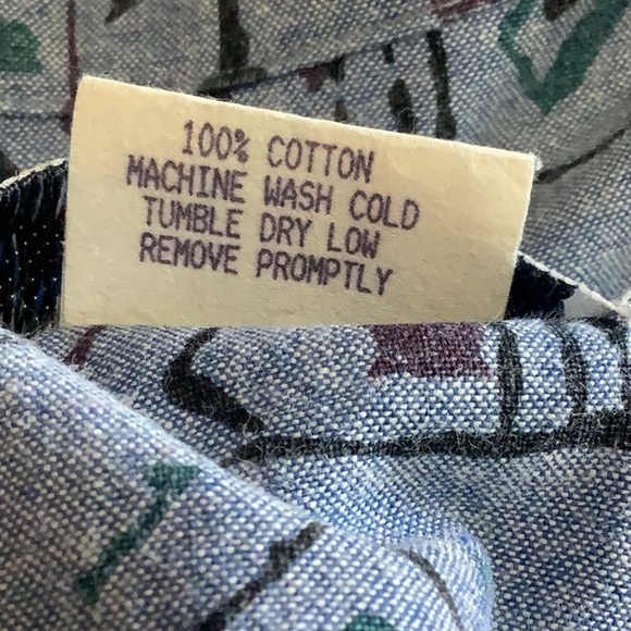 CENTRAL FALLS Blue Cotton Geometric Fish Print Vintage Button Down Shacket M - Picture 12 of 13